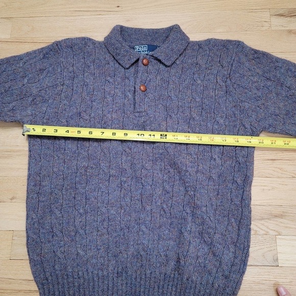 Vintage Men's Polo Ralph Lauren Wool Collared Neck Buttoned Sweater Marled Knit - Picture 4 of 8
